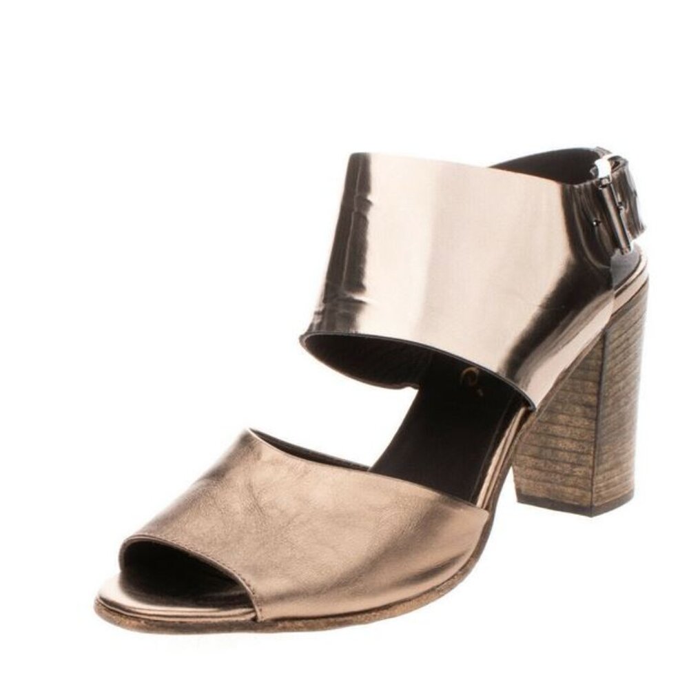 Brand new LEMARE Leather Slingback Sandals US 9.5 Metallic Made in Italy